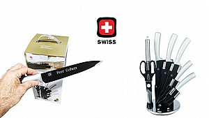 סט סכיני פרימיום למטבח מבית SWISS- כולל חריטה בלייזר על הסכין סט סכיני פרימיום למטבח מבית SWISS- כולל חריטה בלייזר על הסכין
