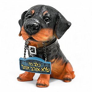 כלב מי שלא אוהב אותך - פסלון כלב עם שלט כלב מי שלא אוהב אותך - פסלון כלב עם שלט
