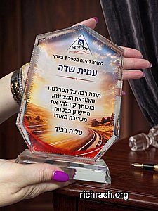 מתנה למורה נהיגה- מגן קריסטל מפואר עם הקדשה אישית מתנה למורה נהיגה- מגן קריסטל מפואר עם הקדשה אישית